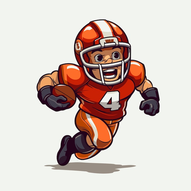 Vector cartoon american football player running with ball vector illustration
