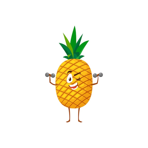 Cartoon ananas fruit sportman vector icon