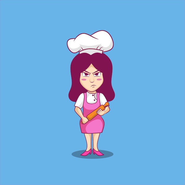 Cartoon angry chef mascot logo design