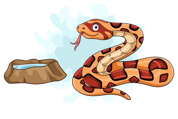 Vector cartoon angry cornsnake on white background