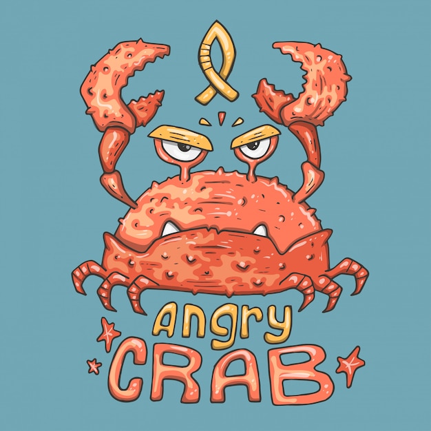 Cartoon angry crab.