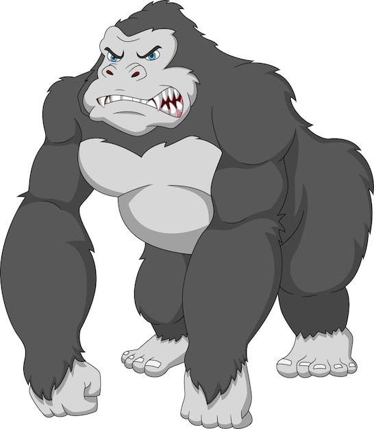 Cartoon angry gorilla on white background