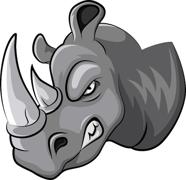 Cartoon angry rhino head mascot