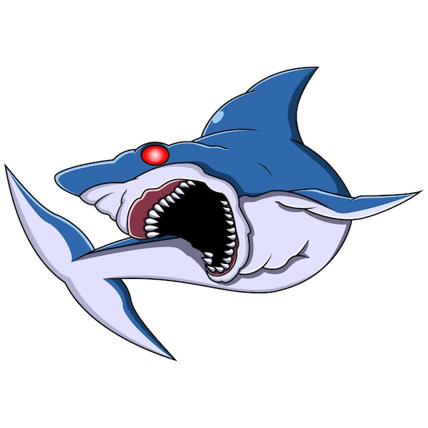 Vector cartoon angry shark mascot