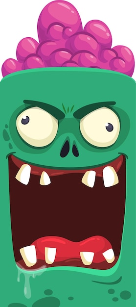 Vector cartoon angry zombie face avatar halloween vector illustration of funny zombie moaning