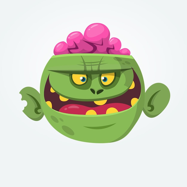 Cartoon angry zombie head