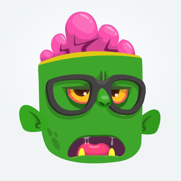 Vector cartoon angry zombie head