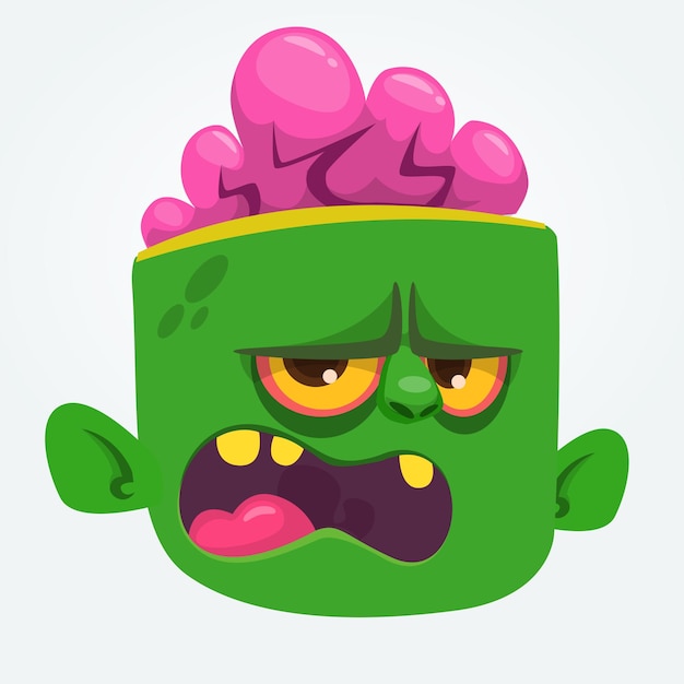 Cartoon angry zombie head