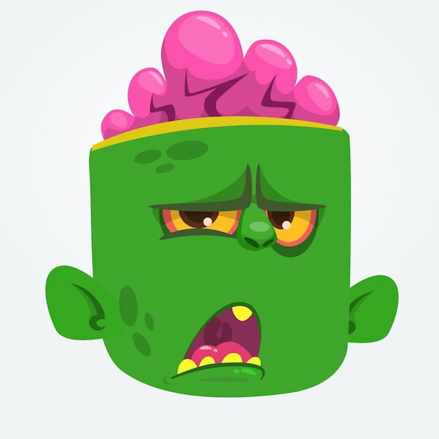 Cartoon angry zombie head