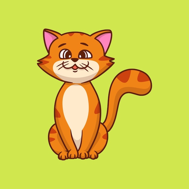 Cartoon animal design cat sits facing forward cute mascot 