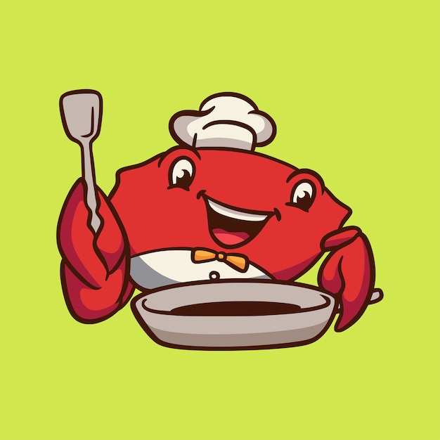 Cartoon animal design chef crab cute mascot