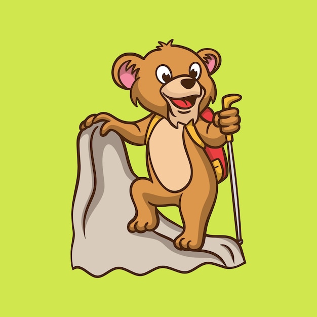かわいいマスコットのロゴを登る漫画の動物デザインキッズライオン