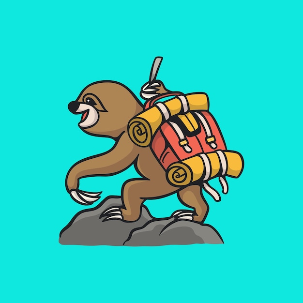 Cartoon animal design sloth climbing cute mascot logo