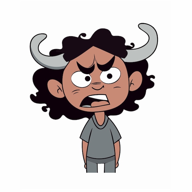 Vector cartoon animal hybrid girl with horns