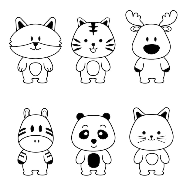 A cartoon of animals with different designs.