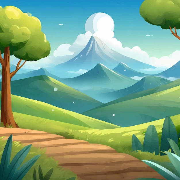 Cartoon animation scene outdoor scenery game wallpaper background illustration design banner