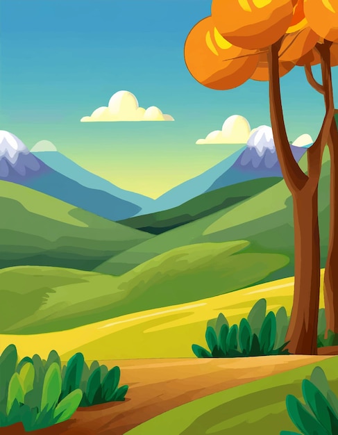 Vector cartoon animation scene outdoor scenery game wallpaper background illustration design banner