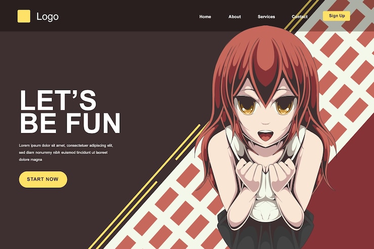 Vector 漫画 アニメ ランディング ページ テンプレート