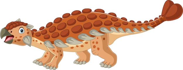 흰색 배경에 만화 ankylosaurus