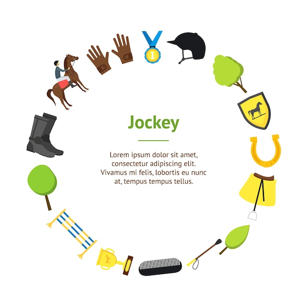 Cartoon apparatuur jockey banner kaart cirkel vector