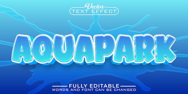 만화 Aquapark 벡터 편집 가능한 텍스트 효과 템플릿
