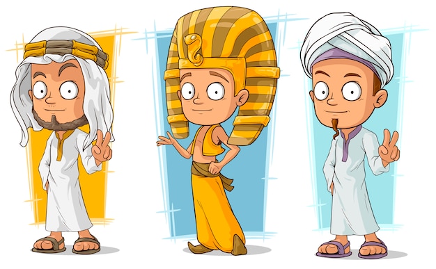 Cartoon arabische en egyptische tekenset