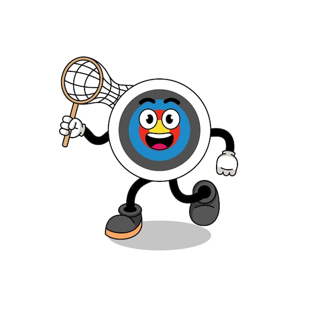 Cartoon of archery target catching a butterfly character design