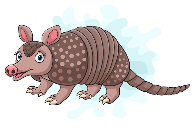 Vector cartoon armadillo on white background