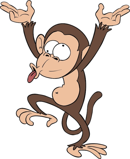 Vector cartoon art illustration of crazy monkey