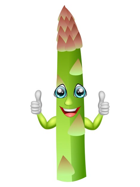 cartoon asparagus giving thumbs up vector illustration