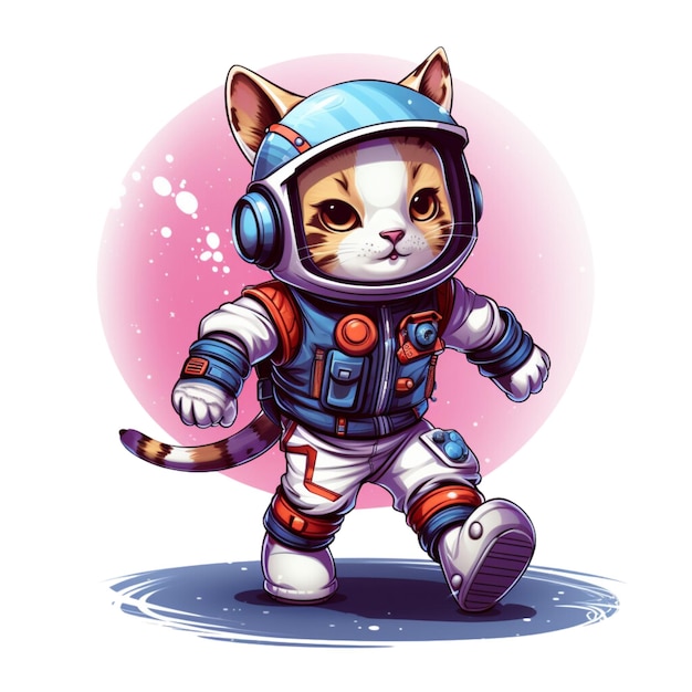 Vector cartoon astronaut cat vector design