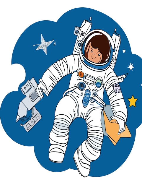 Cartoon Astronaut Clipart Vector Design