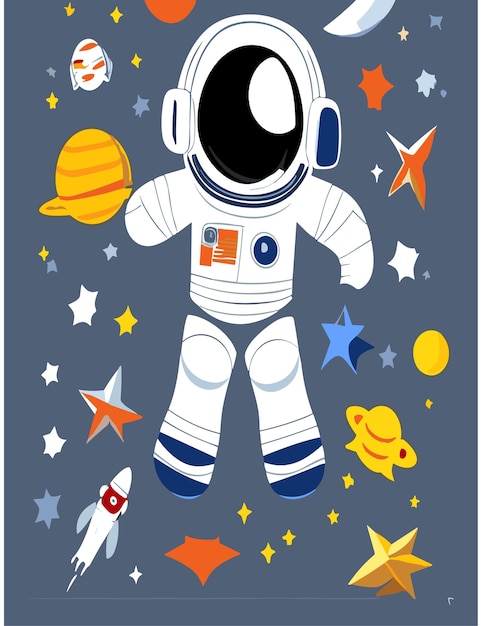 Cartoon Astronaut Clipart Vector Design