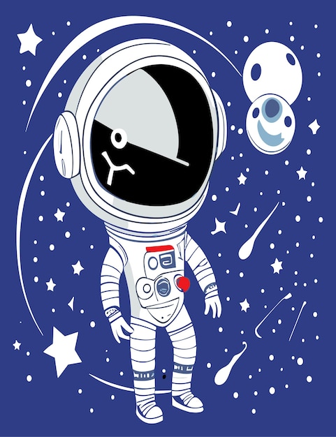 Cartoon astronaut clipart vector ontwerp