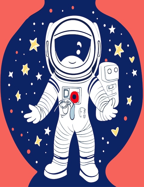 Cartoon astronaut clipart vector ontwerp