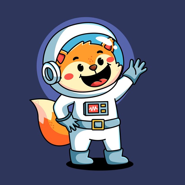 Cartoon astronaut fox vector