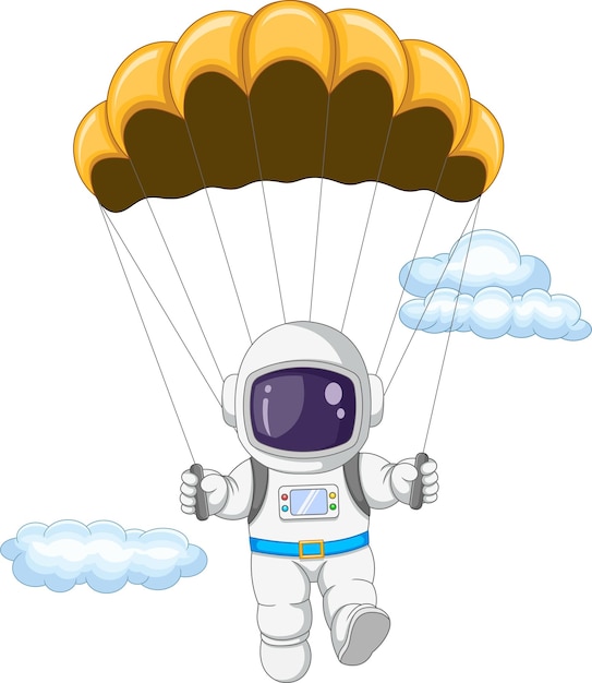 Vector cartoon astronaut skydiving