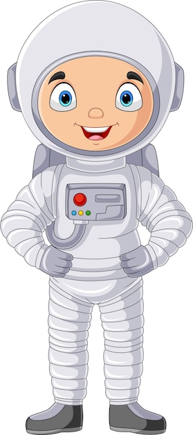 Cartoon astronaut standing on white background