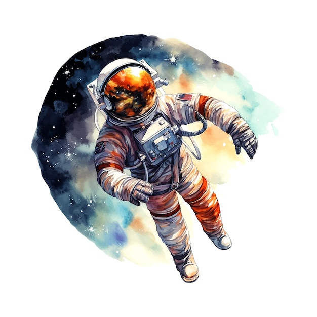 Vector cartoon astronaut watercolor for print design