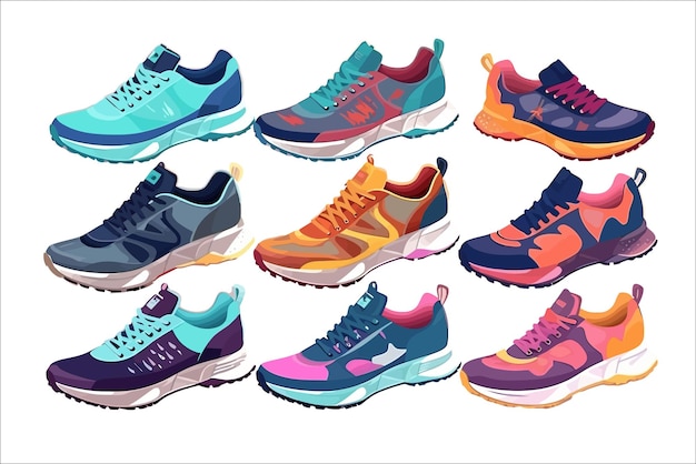Vector cartoon athletic sneakers isolated on background cartoon vector illustration