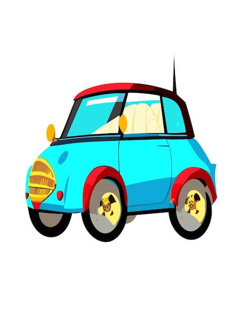 Cartoon auto clipart 2D vector ontwerp