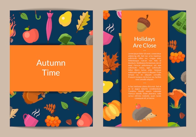 Cartoon autumn leaves card or flyer