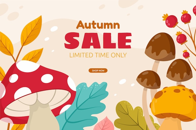 Vector cartoon autumn sale background