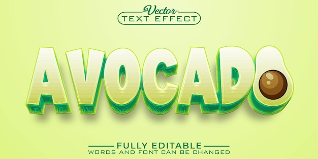 Cartoon Avacado Vector Editable Text Effect Template