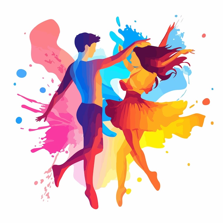 Vector cartoon avatar danser in de dance studio academ