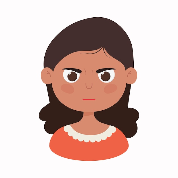 Cartoon avatar determined latin girl vector illustration on white background