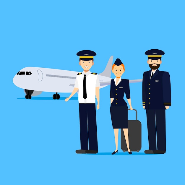 Cartoon Aviation Crew Members Vector