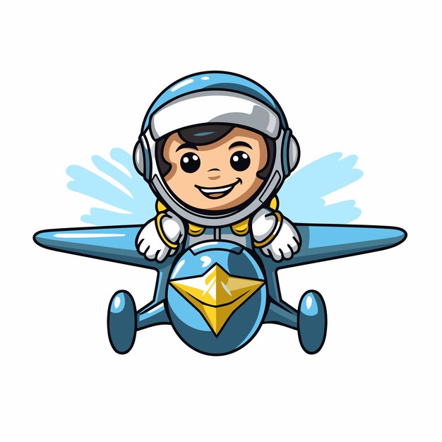 Cartoon aviator boy with an envelope in his hand Vector illustration