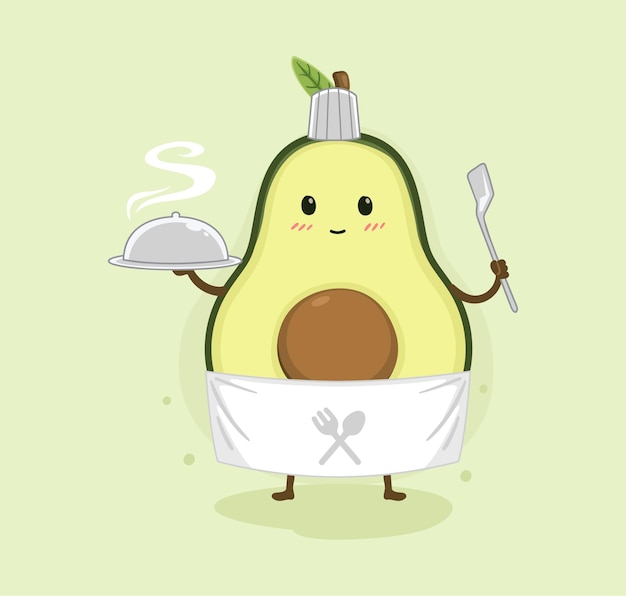 Vector cartoon avocado cooking