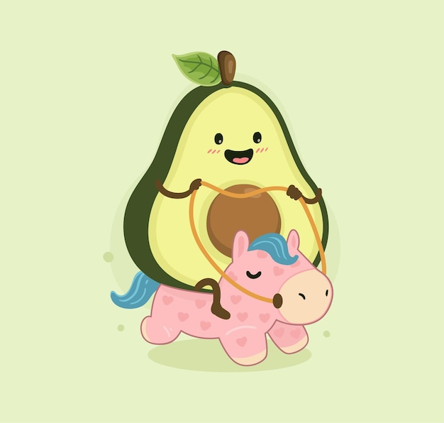 cartoon avocado and horse